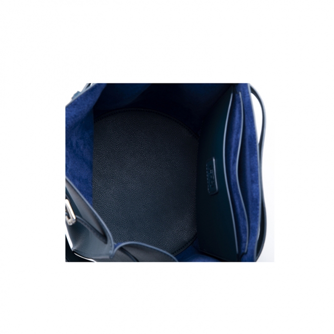 2020真皮女包畅销款式深蓝色托特包定制水桶单肩斜挎包 