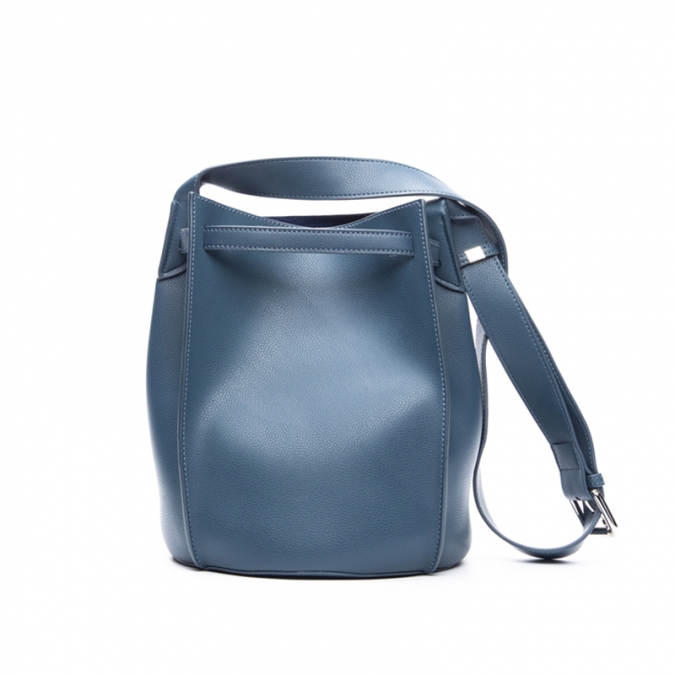 2020真皮女包畅销款式深蓝色托特包定制水桶单肩斜挎包 